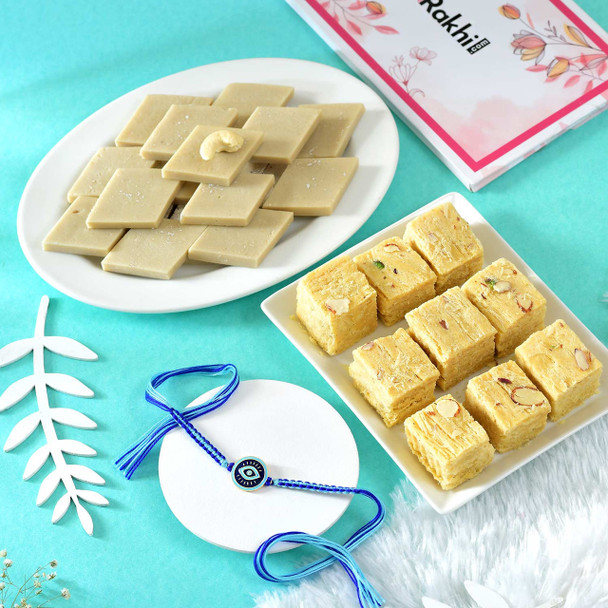 Evil Eye Protection Rakhi With Sweets