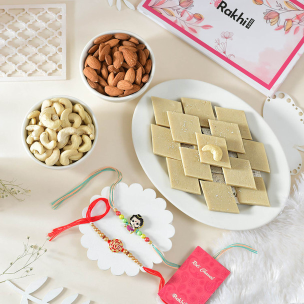 Little Krishna And Ek Onkar Rakhi Hamper