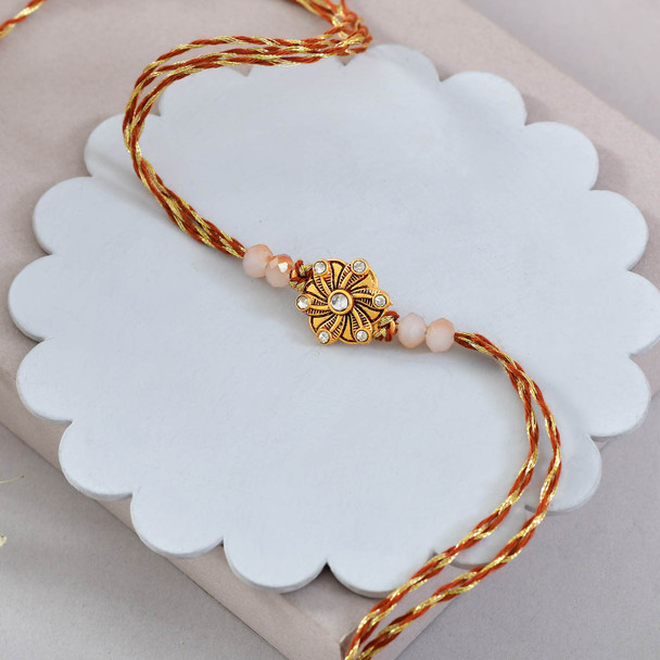 Floral Rakhi Gift Set with Ferrero Rocher and Almonds