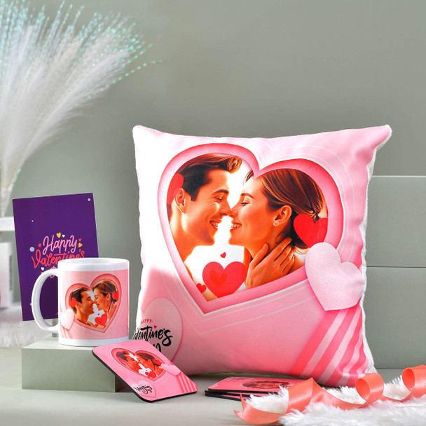 Personalized Love Hamper of Cushion Mug  & Tea Coasters - For Canada
