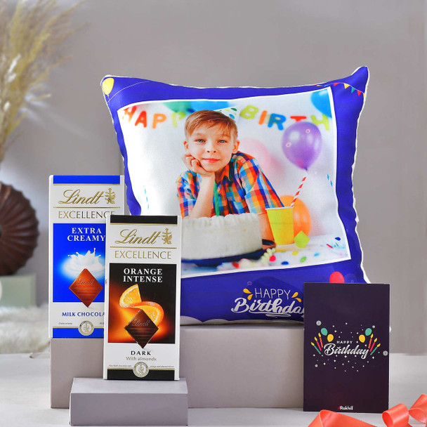Birthday Customized Cushion With Lindt Chocolates -For Canada