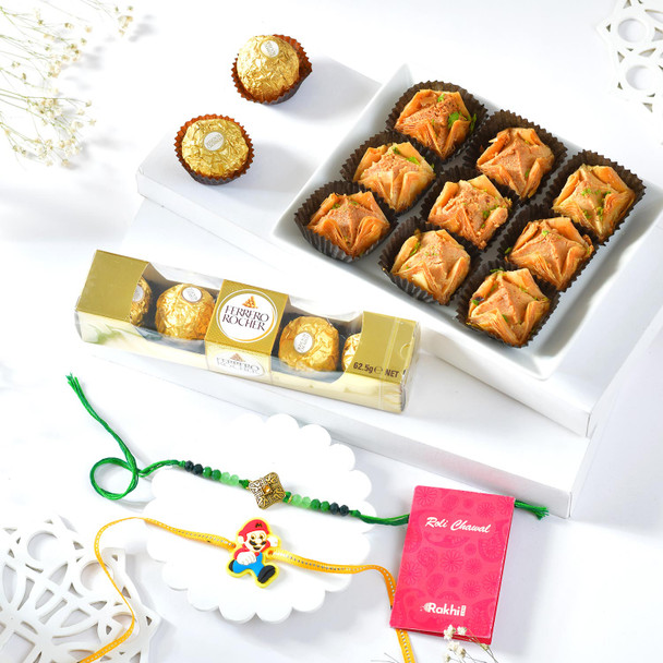 Set of 2 Bhai Rakhi with Ferrero & Baklava