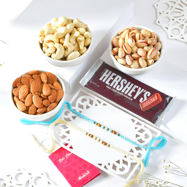 Set of Two Bhaiya Rakhi with Gourmet Treats