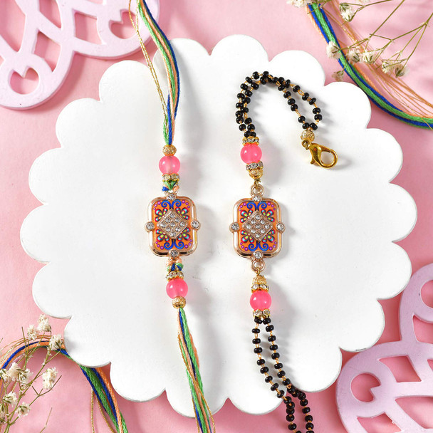 Elegant Bhaiya Bhabhi Rakhi Set with Sweet & Chocolate