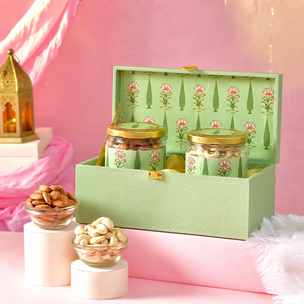 Elegant Rakhi Gift Box with Dry Fruits and Chocolate