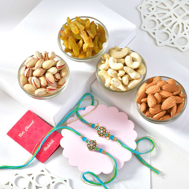Elegant Rakhi Set with Assorted Dryfruits