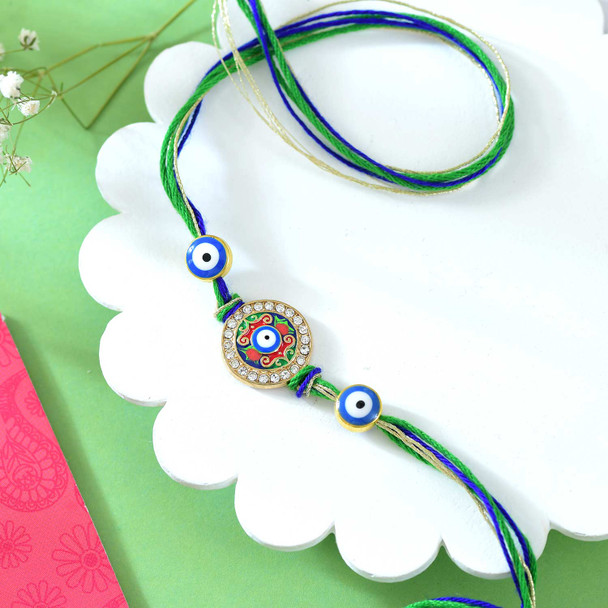 Designer Evil Eye Rakhi Set with Multicolor Thread