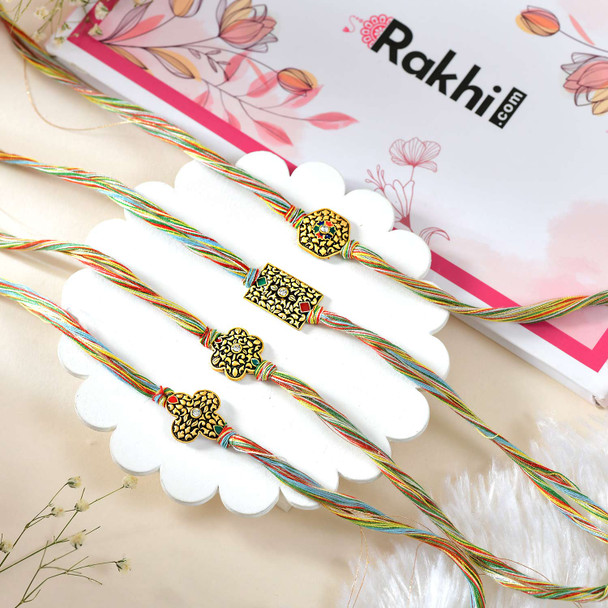 Traditional Meenakari Rakhi Set with Sweets & Dryfruits