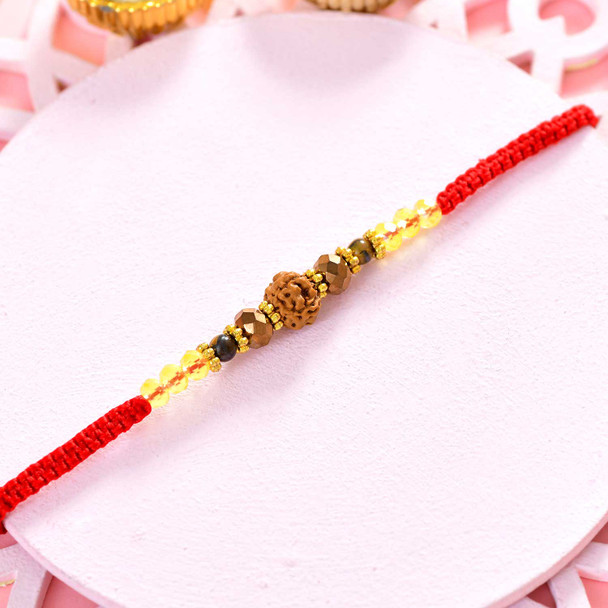 Premium Rudraksh Rakhi Gourmet Hamper - For USA