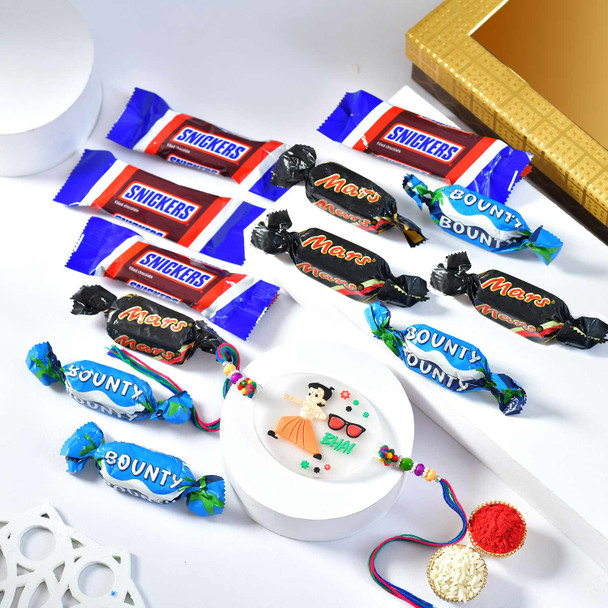 Designer Rakhi with Mix Miniature Chocolates