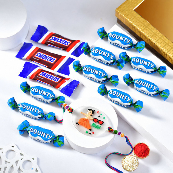 Designer Rakhi with Mix Miniature Chocolates