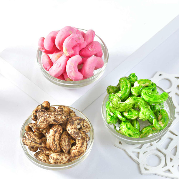 Fascinating Four Rakhi with Flavorful Cashew and Chocolates