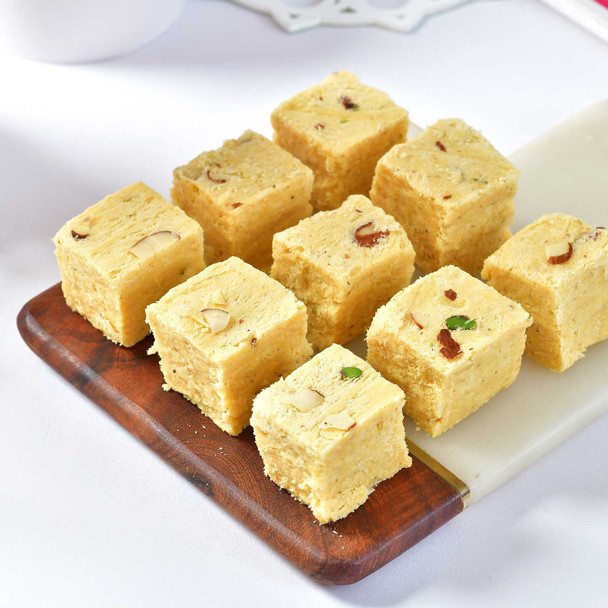 Fancy Five Rakhi Set with Kaju Katli and Soan Papdi