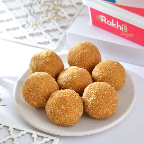 Antique Mint Stone Floral Rakhi & Gourmet Hamper