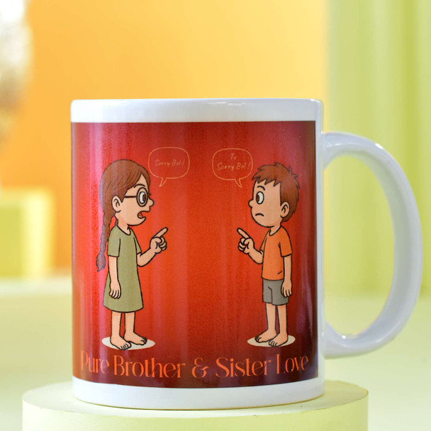 Pure Brother and Sister Love Personalized Photo Mug with Faber Castell Colors and Cadbury Silk Chocolates