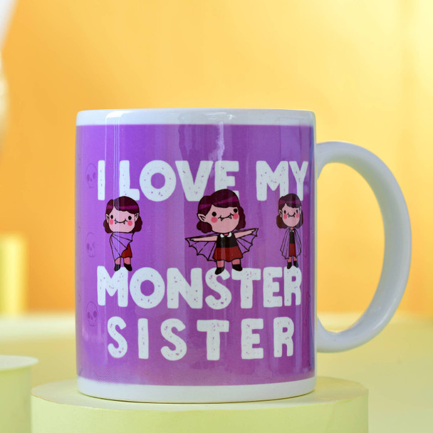 Chocolate and Cushion Mug Gift for Monster Sister