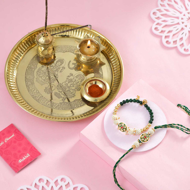 Best Bhaiya Bhabhi Rakhi Set with Traditional Pooja Thali