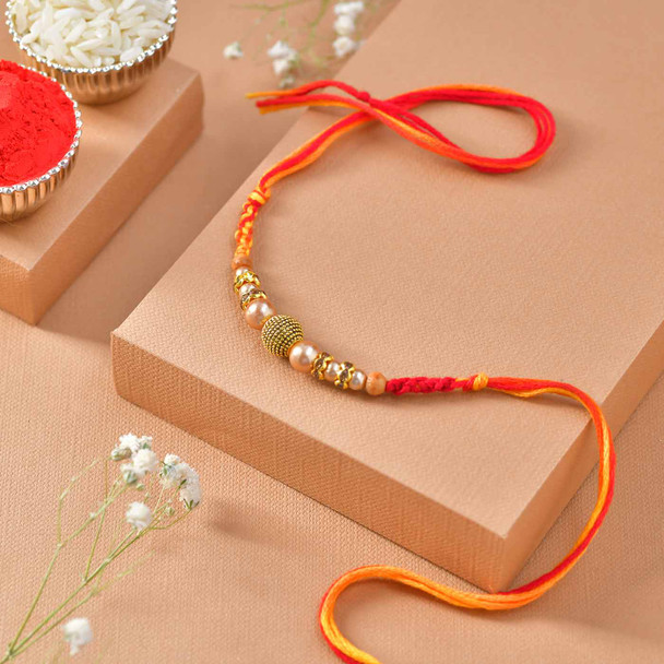 Elegant Rakhi With Besan Laddu And Dryfruits