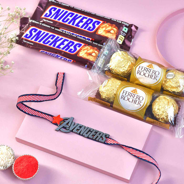 Kids Rakhi With Ferrero And Snickers Chocolates