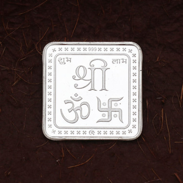 Laxmi & Ganesha Square 999 Silver Coin- 5gm