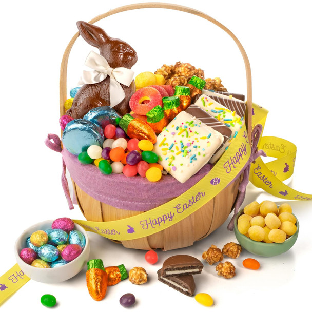 Easter Basket with Chocolate Bunny and Chocolate Candies