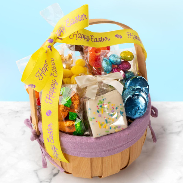 Easter Basket with Chocolate Bunny and Chocolate Candies