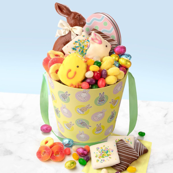 Easter Basket for Kids with Chocolate Bunny, Cookies, Jelly Beans & Gummies