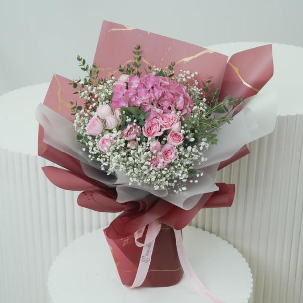 Blush Hydrangea & Baby Rose Bouquet