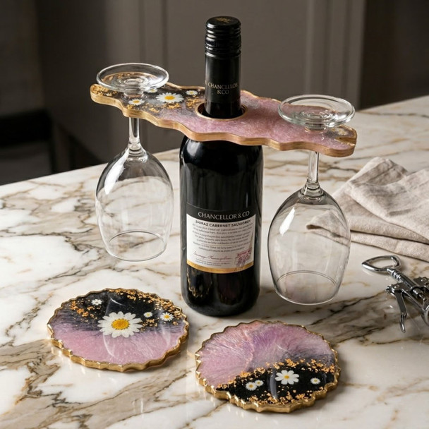 Luxury Wine Glass Holder & Coaster Set