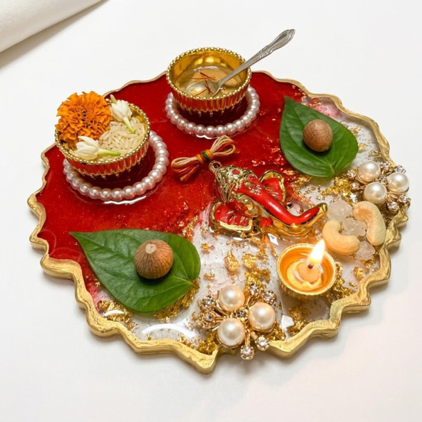 Luxury Resin Puja Thali- 5 in