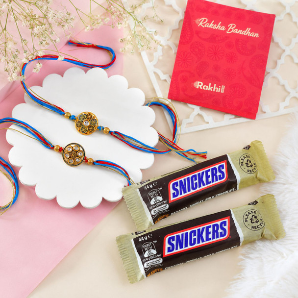 Set of 2 Splendid Rakhi with Snickers Chocolate