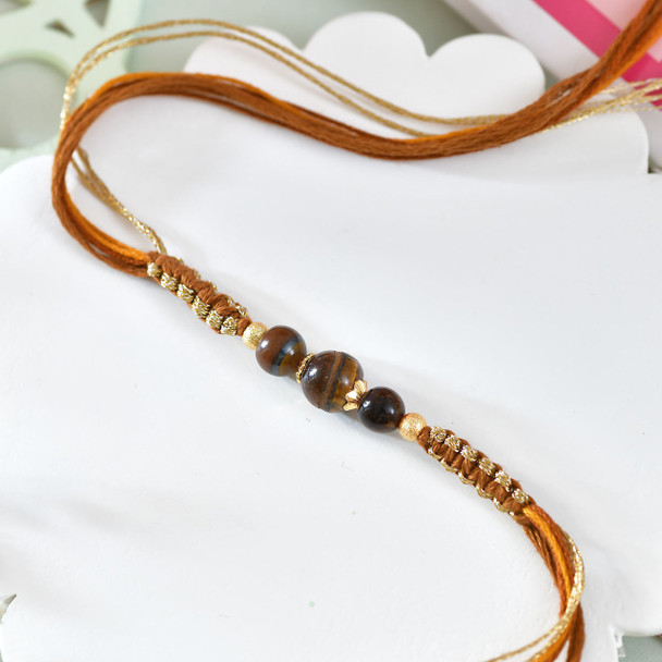 Original Tiger Eye Stone Rakhi With Sweets