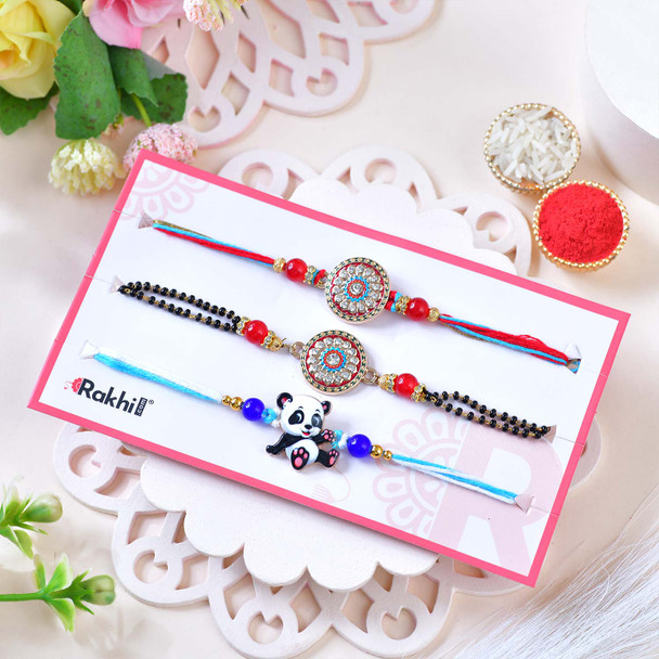 Ethnic Family Three Rakhi Set