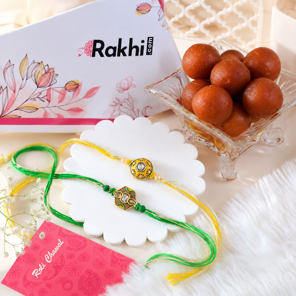 Elegant Bhai Rakhi Set with Gulab Jamun