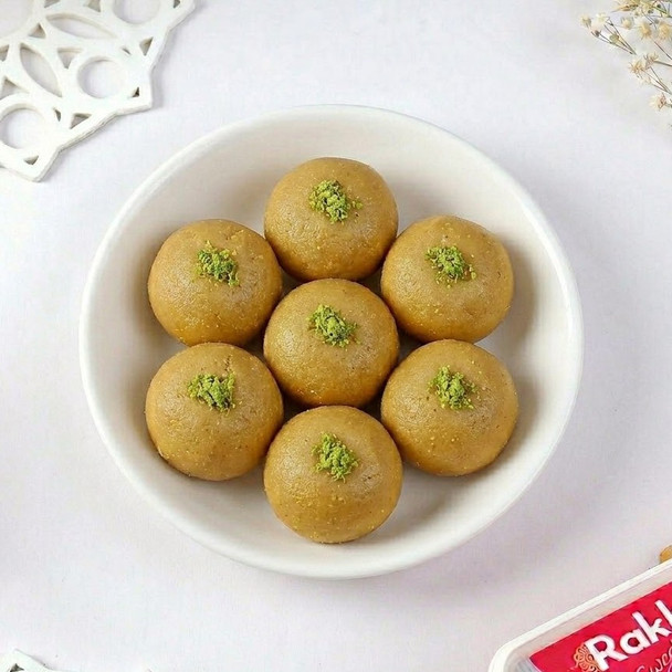 Royal Mandala Rakhi with Besan Laddoo & Dry fruits
