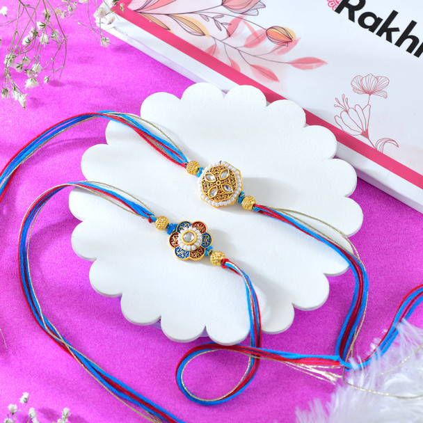 Set of 2 Floral Shaped Rakhi With Assorted Dryfruits