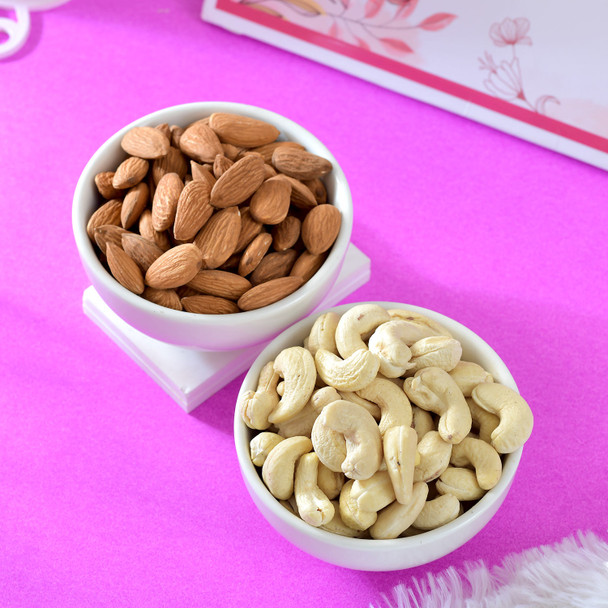 Set of 2 Floral Shaped Rakhi With Assorted Dryfruits