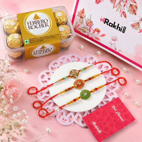 Ferrero Rocher Delight with Designer Rakhi Trio