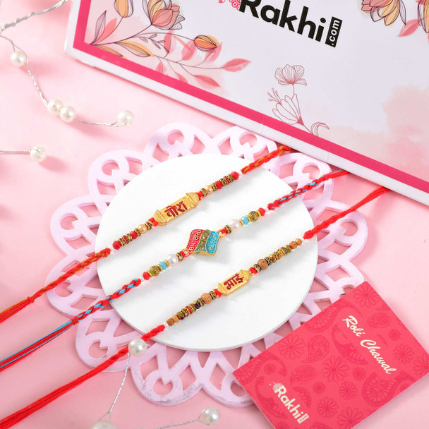 Set of 3 Brother Rakhi with Kaju katli