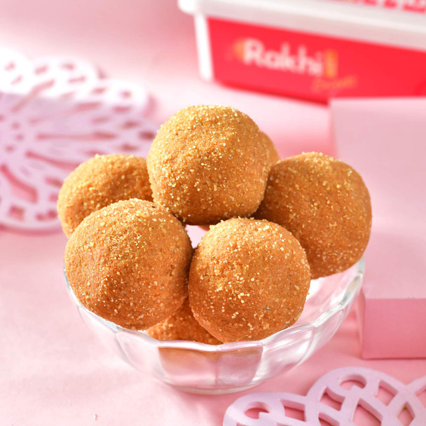 Square Meenakari Rakhi Set with Besan Laddoo