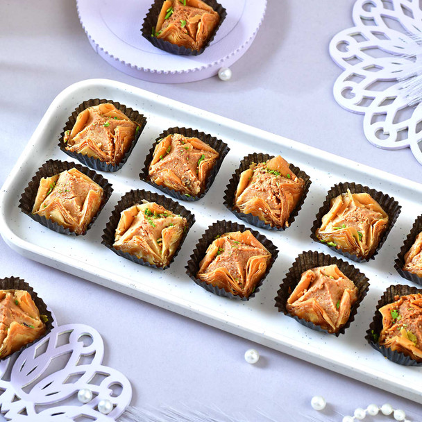 Pack of 4 Designer Rakhis with Baklawa Sweet