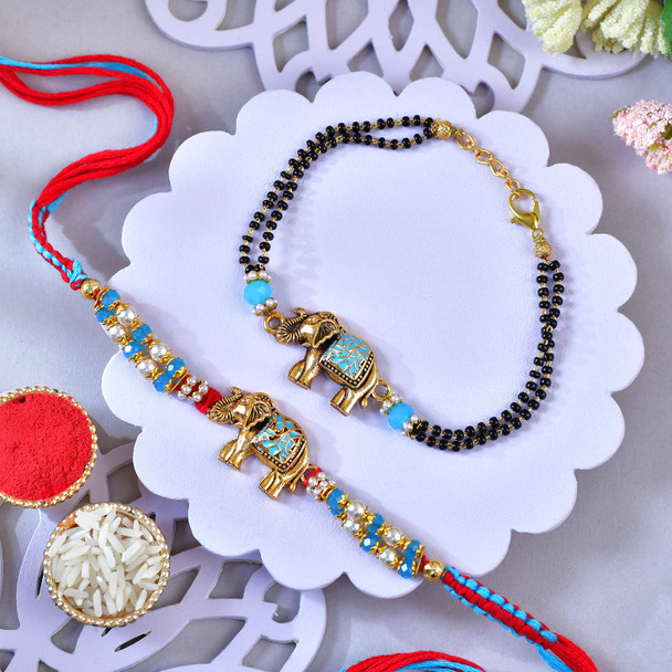 Blue Elephant & Panda Rakhi Set – Pack of 4 Designer Rakhis