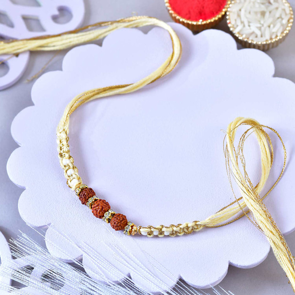 Rudraksha Rakhi with Royal Bhaiya Bhabhi Rakhi