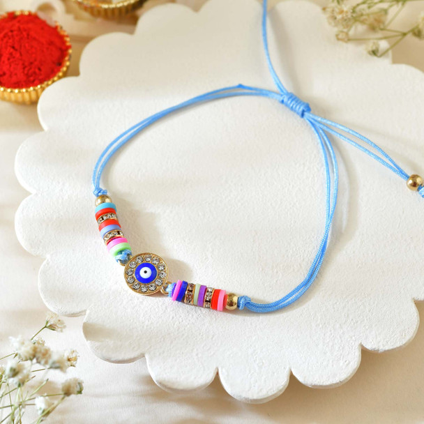 Lucky Turtle with Evil Eye Rakhi Pair