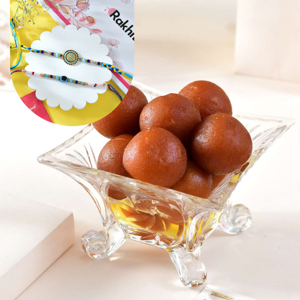 Raja Rani Rakhi Set With Gulabjamun