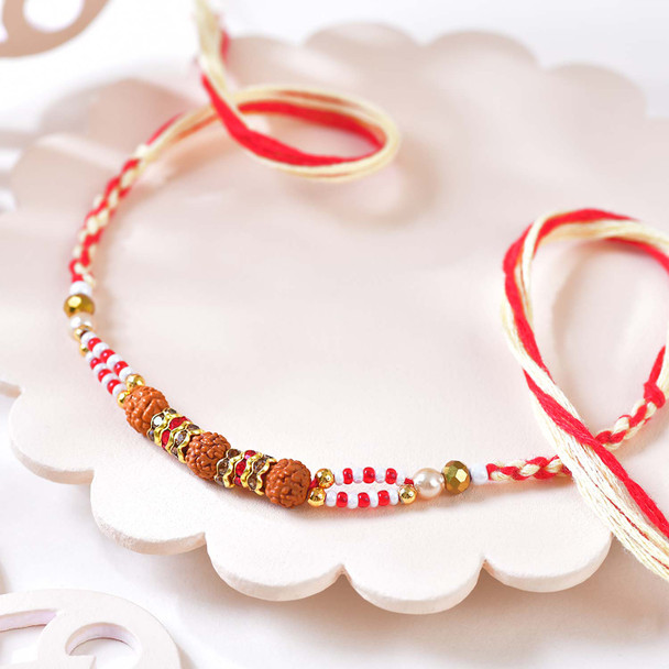 Premium Rudraksha Beads Designer Rakhi