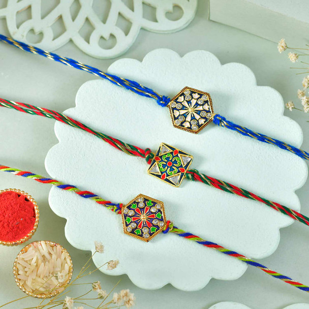 3 Designer Rakhi Premium Hamper