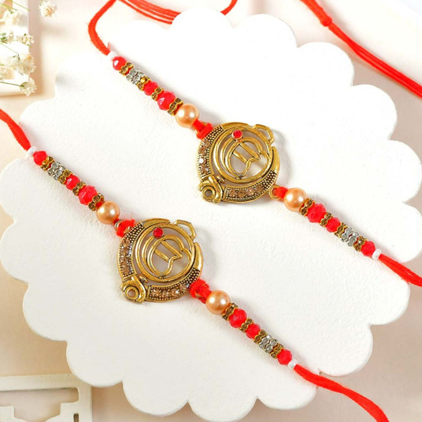 Divine Ek Onkar Rakhi Set of 2 & Kaju Katli Combo