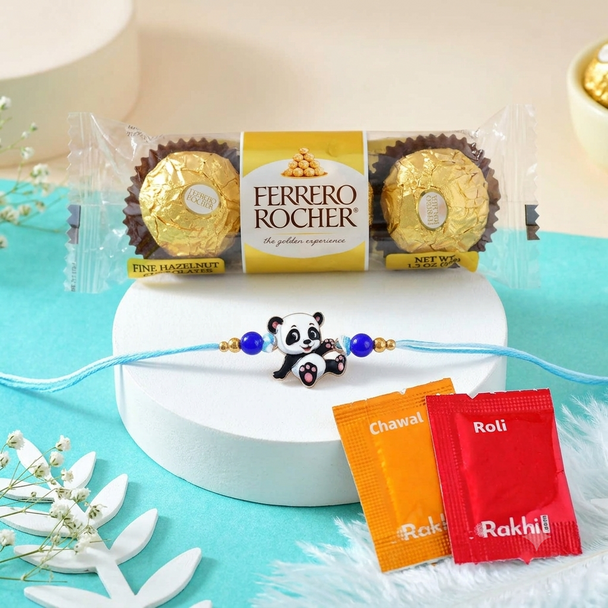Kids Panda Rakhi With Ferrero Chocolates