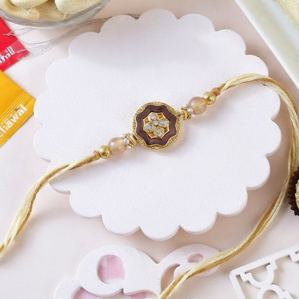 Rose Gold Flower Rakhi Celebration Hamper